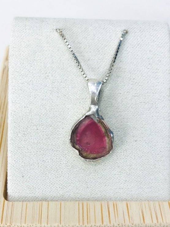 Watermelon tourmaline pendant Natural Watermelon tourmaline pendant Silver watermelon tourmaline pendant