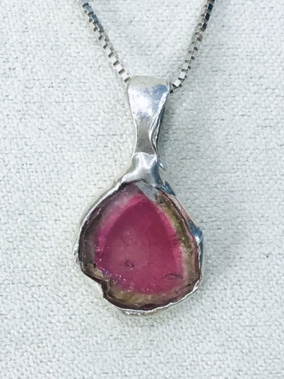 Watermelon tourmaline pendant Natural Watermelon tourmaline pendant Silver watermelon tourmaline pendant