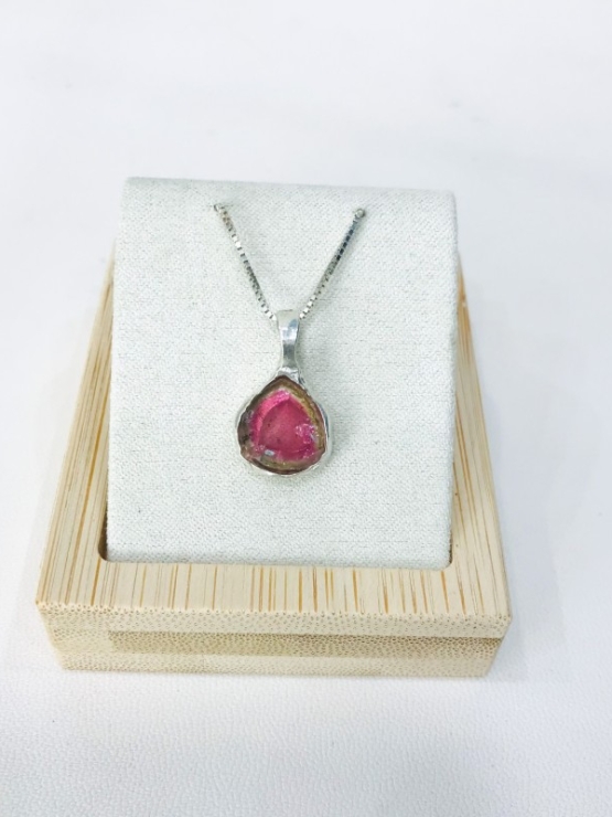Watermelon tourmaline pendant Natural Watermelon tourmaline pendant Silver watermelon tourmaline pendant