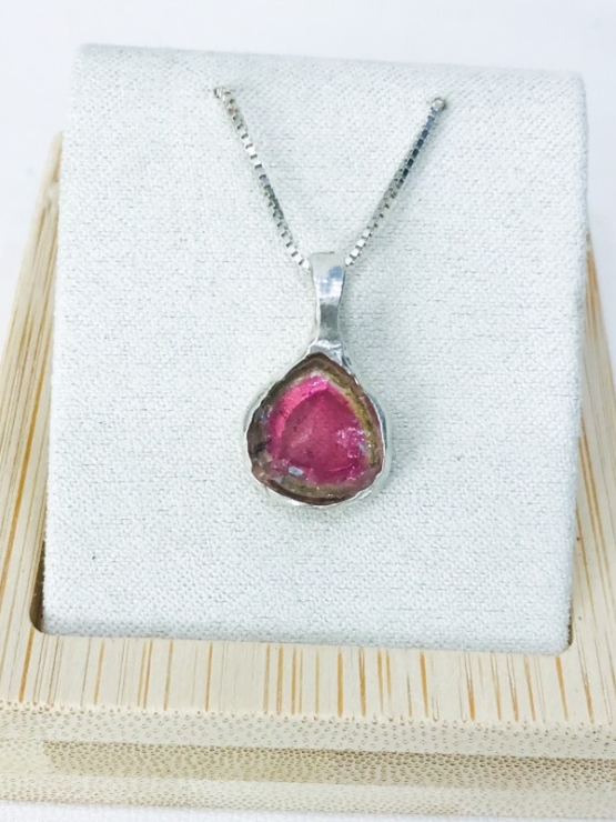 Watermelon tourmaline pendant Natural Watermelon tourmaline pendant Silver watermelon tourmaline pendant