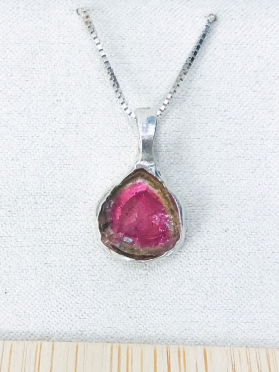 Watermelon tourmaline pendant Natural Watermelon tourmaline pendant Silver watermelon tourmaline pendant