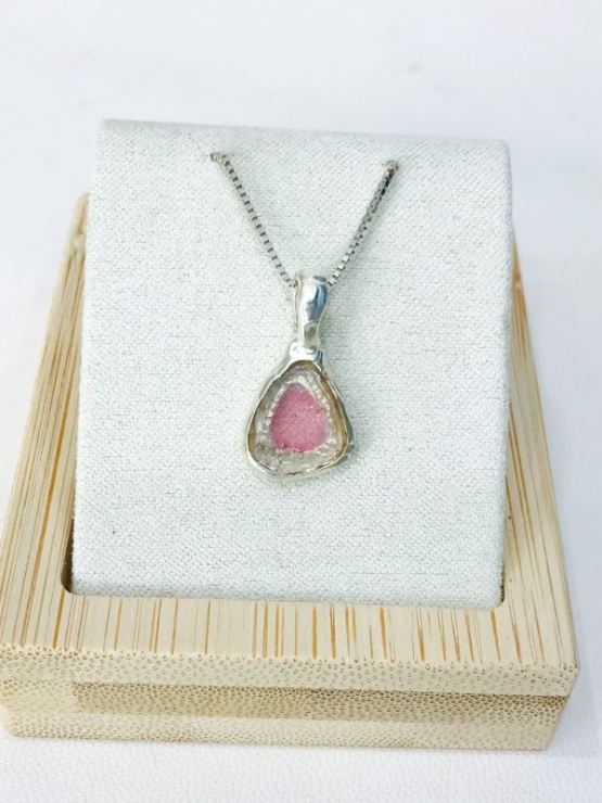 Watermelon tourmaline pendant Natural Watermelon tourmaline pendant Silver watermelon tourmaline pendant