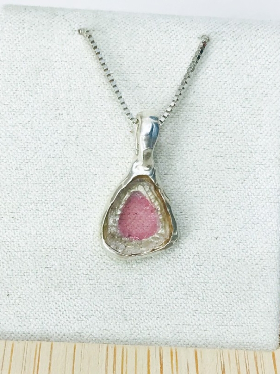 Watermelon tourmaline pendant Natural Watermelon tourmaline pendant Silver watermelon tourmaline pendant