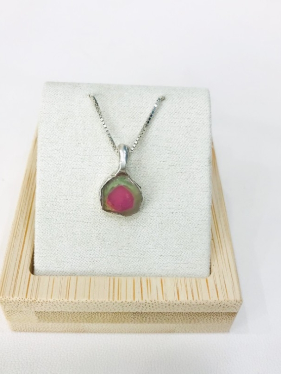Watermelon tourmaline pendant Natural Watermelon tourmaline pendant Silver watermelon tourmaline pendant