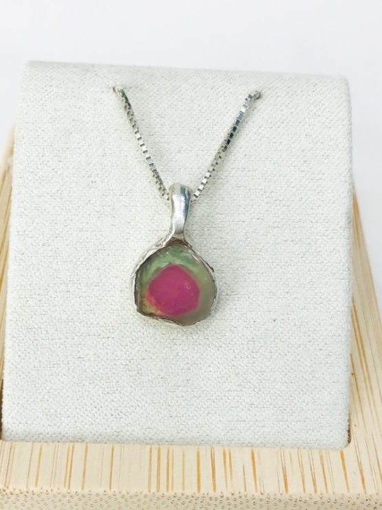 Watermelon tourmaline pendant Natural Watermelon tourmaline pendant Silver watermelon tourmaline pendant