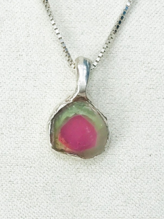 Watermelon tourmaline pendant Natural Watermelon tourmaline pendant Silver watermelon tourmaline pendant