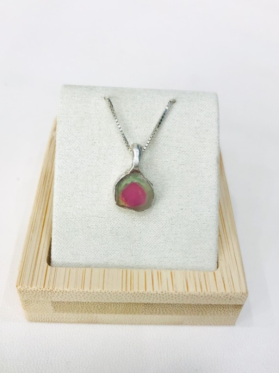 Watermelon tourmaline pendant Natural Watermelon tourmaline pendant Silver watermelon tourmaline pendant