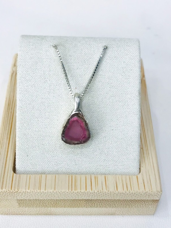 Watermelon tourmaline pendant Natural Watermelon tourmaline pendant Silver watermelon tourmaline pendant
