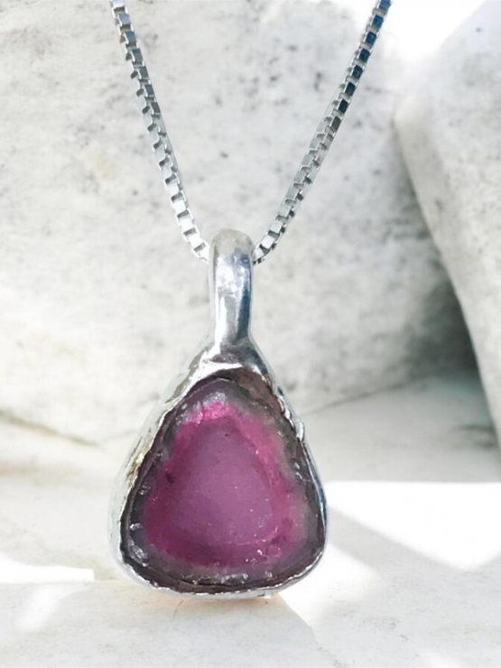 Watermelon tourmaline pendant Natural Watermelon tourmaline pendant Silver watermelon tourmaline pendant
