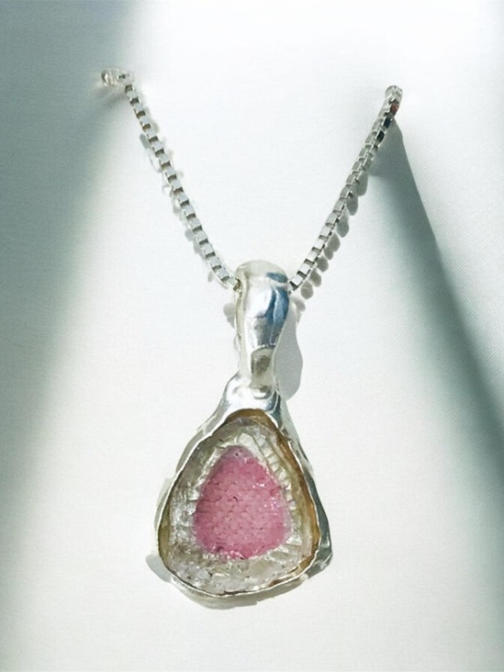 Watermelon tourmaline pendant Natural Watermelon tourmaline pendant Silver watermelon tourmaline pendant