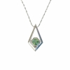 Art deco green tourmaline pendant Square green tourmaline pendant necklace for girls Sterling silver green tourmaline pendant