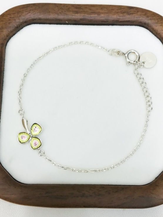 Clover watermelon tourmaline bracelet sterling silver watermelon tourmaline bracelet Shamrock bracelet