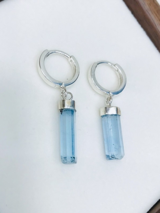 High quality aquamarine crystal earrings sterling silver dangle aquamarine earrings