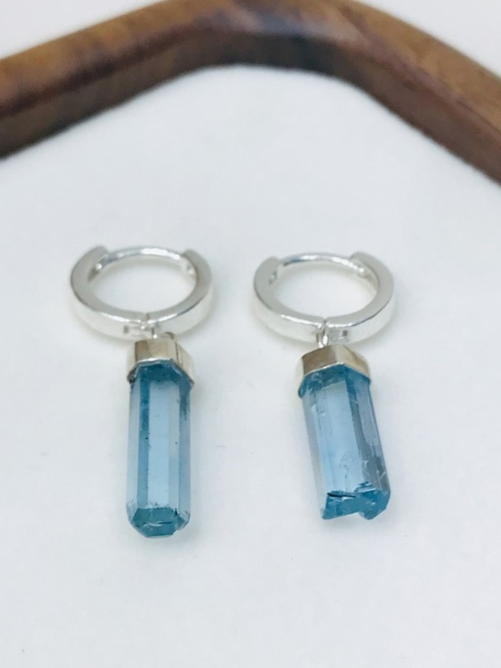 High quality aquamarine crystal earrings sterling silver dangle aquamarine earrings