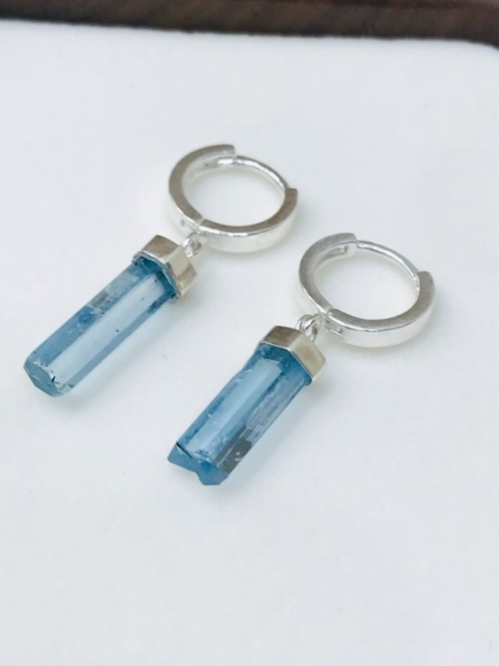 High quality aquamarine crystal earrings sterling silver dangle aquamarine earrings