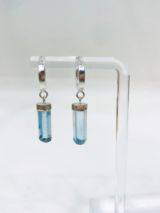 High quality aquamarine crystal earrings sterling silver dangle aquamarine earrings