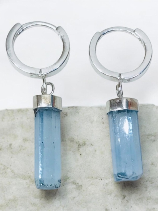High quality aquamarine crystal earrings sterling silver dangle aquamarine earrings