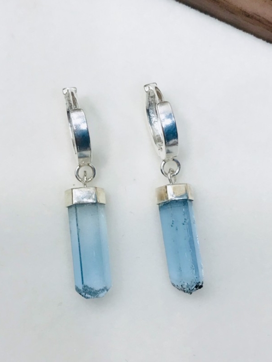 High quality aquamarine crystal earrings sterling silver dangle aquamarine earrings
