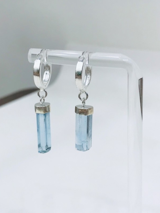High quality aquamarine crystal earrings sterling silver dangle aquamarine earrings