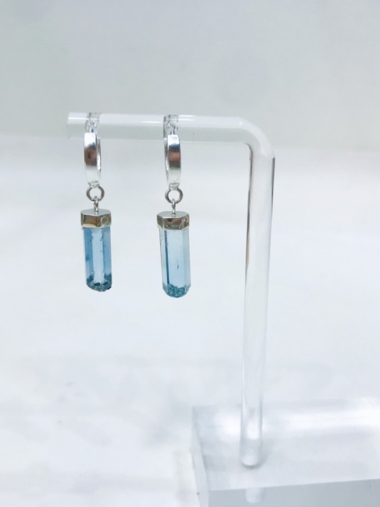 High quality aquamarine crystal earrings sterling silver dangle aquamarine earrings