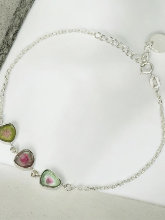 High quality watermelon tourmaline bracelet sterling silver watermelon tourmaline bracelet