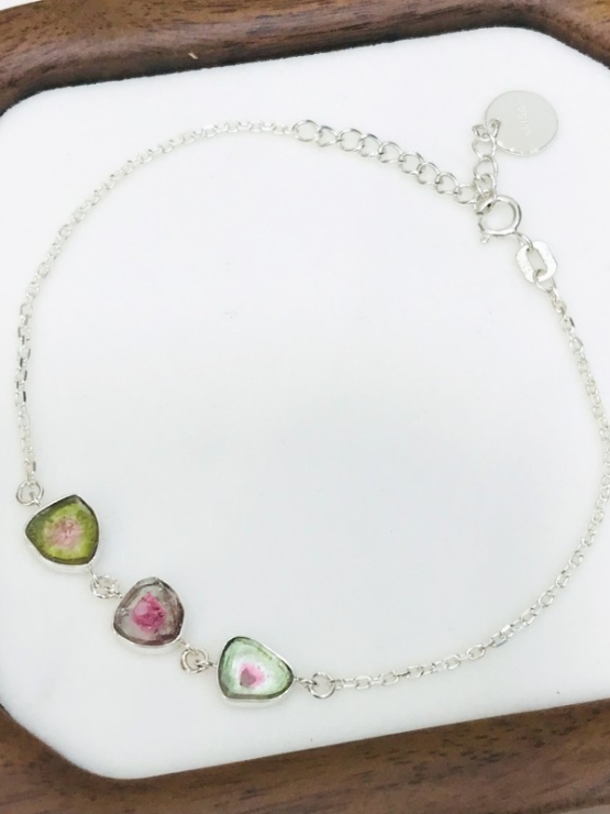 High quality watermelon tourmaline bracelet sterling silver watermelon tourmaline bracelet