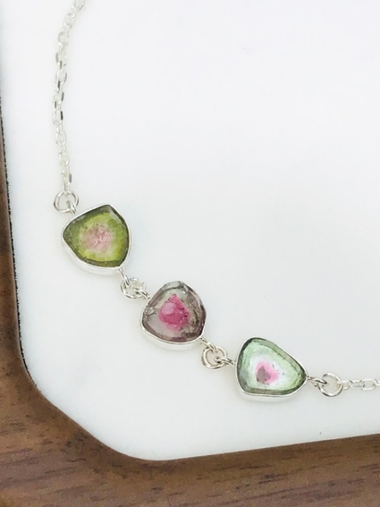 High quality watermelon tourmaline bracelet sterling silver watermelon tourmaline bracelet