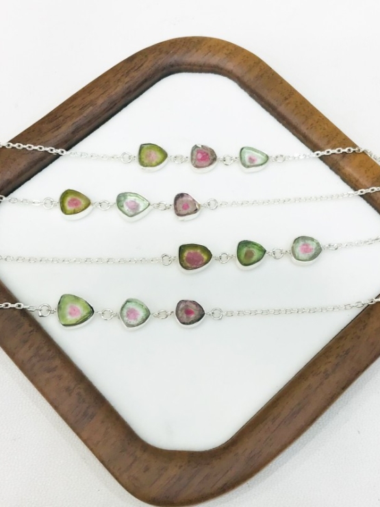 High quality watermelon tourmaline bracelet sterling silver watermelon tourmaline bracelet