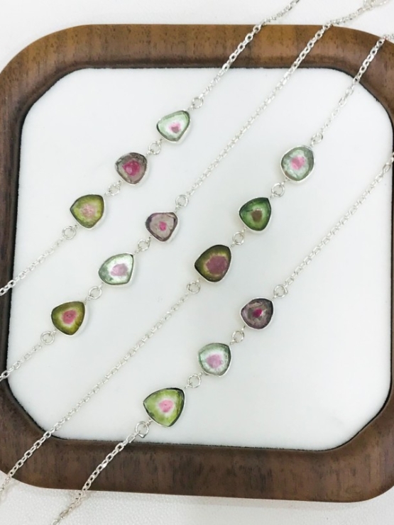 High quality watermelon tourmaline bracelet sterling silver watermelon tourmaline bracelet