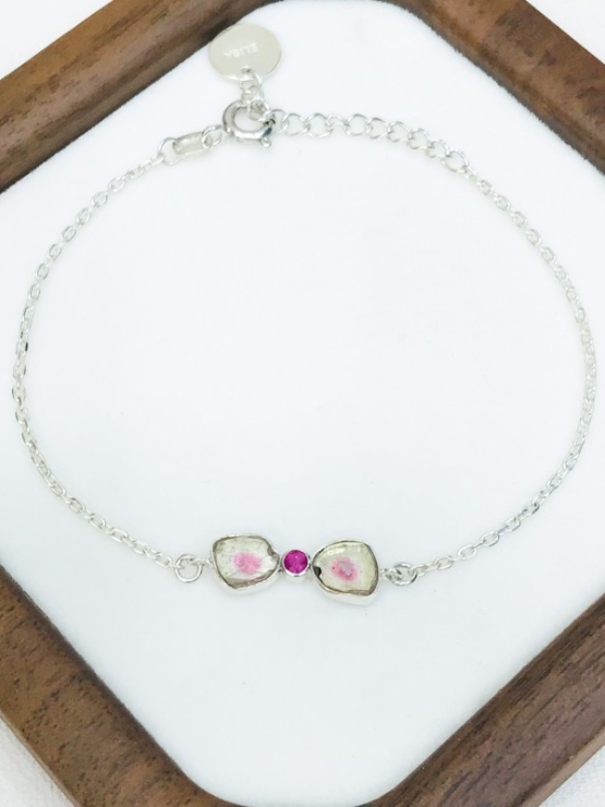 High quality watermelon tourmaline bracelet sterling silver watermelon tourmaline bracelet