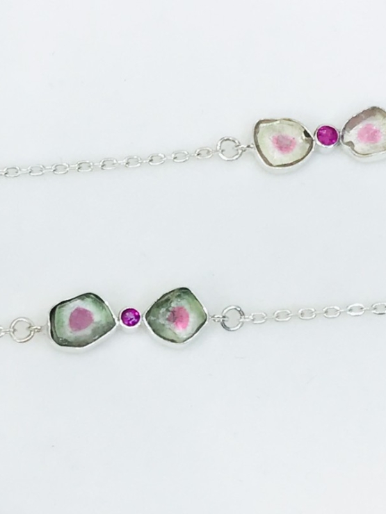 High quality watermelon tourmaline bracelet sterling silver watermelon tourmaline bracelet