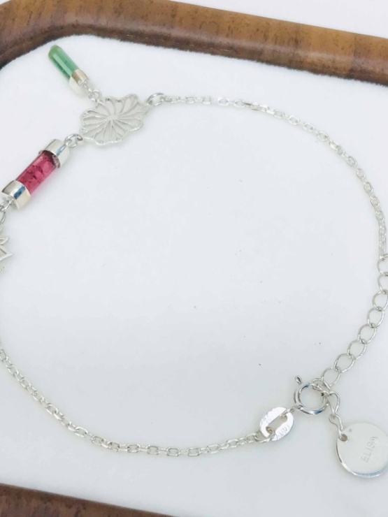 Lotus bracelet Tourmaline lotus bracelet Vietnam national flower jewelry lotus jewelry silver lotus bracelet