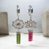 Lotus dangle earrings Tourmaline lotus earrings Sterling silver lotus earrings