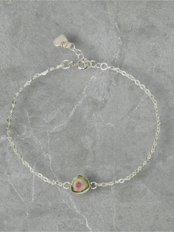 Minimalist watermelon tourmaline bracelet sterling silver watermelon tourmaline bracelet