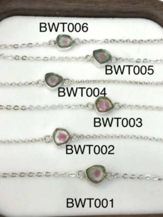 Minimalist watermelon tourmaline bracelet sterling silver watermelon tourmaline bracelet