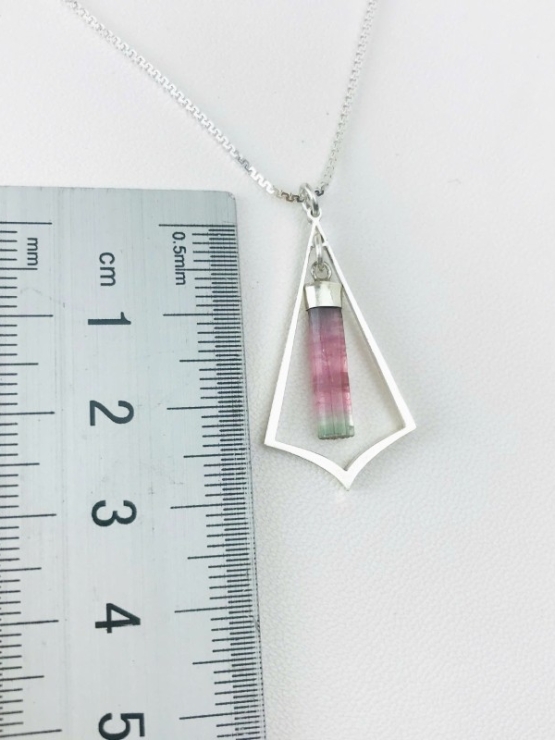 Pink tourmaline crystal pendant
