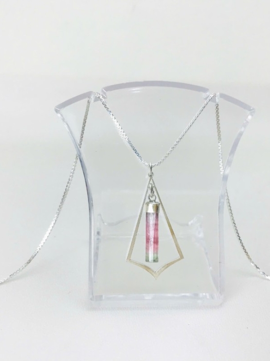Pink tourmaline crystal pendant