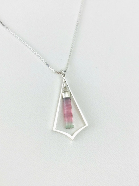 Pink tourmaline crystal pendant