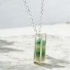 Raw green tourmaline pendant necklace for girls green tourmaline crystal pendant cage green tourmaline pendant