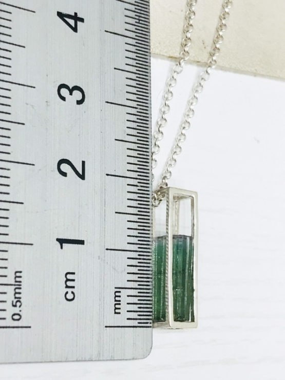 Raw green tourmaline pendant necklace for girls green tourmaline crystal pendant cage green tourmaline pendant