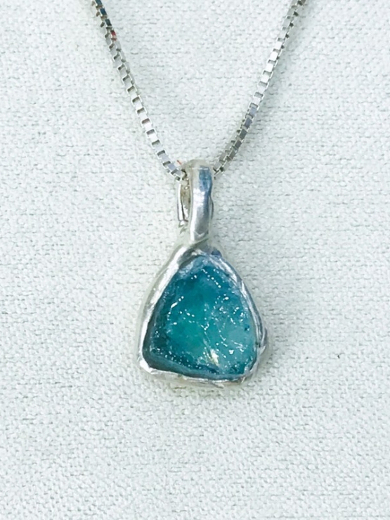 Raw indicolite tourmaline pendant necklace for girls blue tourmaline pendant paraiba tourmaline pendant