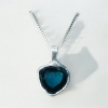 Raw indicolite tourmaline pendant necklace for girls blue tourmaline pendant paraiba tourmaline pendant