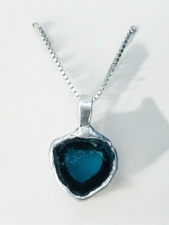 Raw indicolite tourmaline pendant necklace for girls blue tourmaline pendant paraiba tourmaline pendant