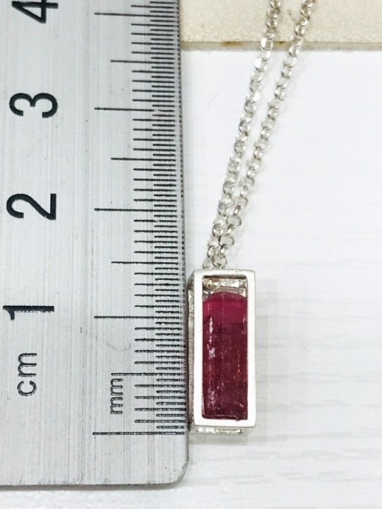 Raw pink tourmaline pendant necklace for girls pink tourmaline crystal pendant red tourmaline pendant