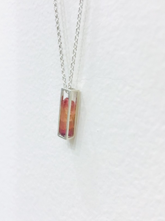 Raw pink tourmaline pendant necklace for girls pink tourmaline crystal pendant red tourmaline pendant