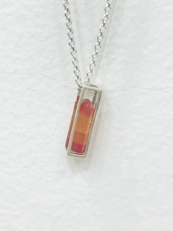 Raw pink tourmaline pendant necklace for girls pink tourmaline crystal pendant red tourmaline pendant
