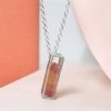 Raw pink tourmaline pendant necklace for girls pink tourmaline crystal pendant red tourmaline pendant
