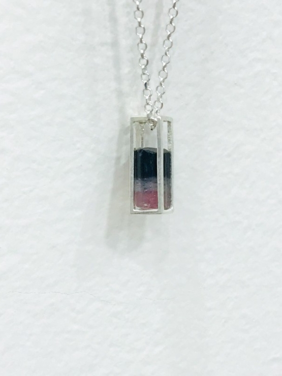 Raw pink tourmaline pendant necklace for girls pink tourmaline crystal pendant red tourmaline pendant