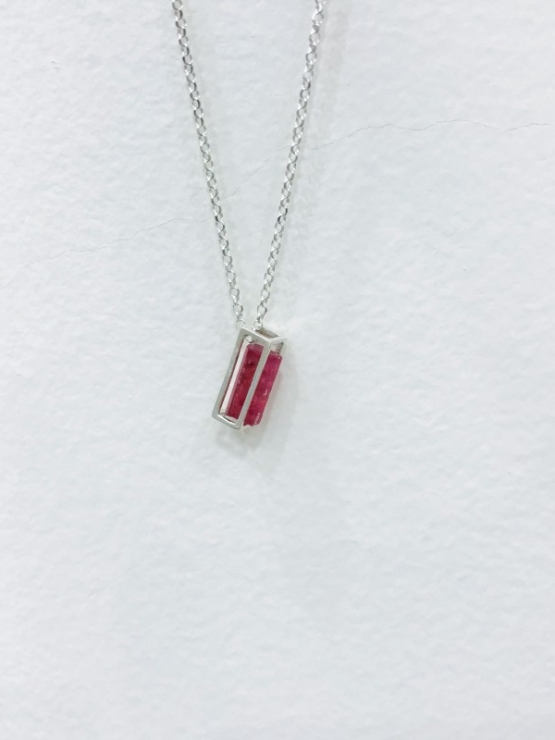 Raw pink tourmaline pendant necklace for girls pink tourmaline crystal pendant red tourmaline pendant