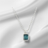 Rectangle indicolite tourmaline pendant for women Fine indicolite tourmaline pendant Natural indicolite tourmaline pendant